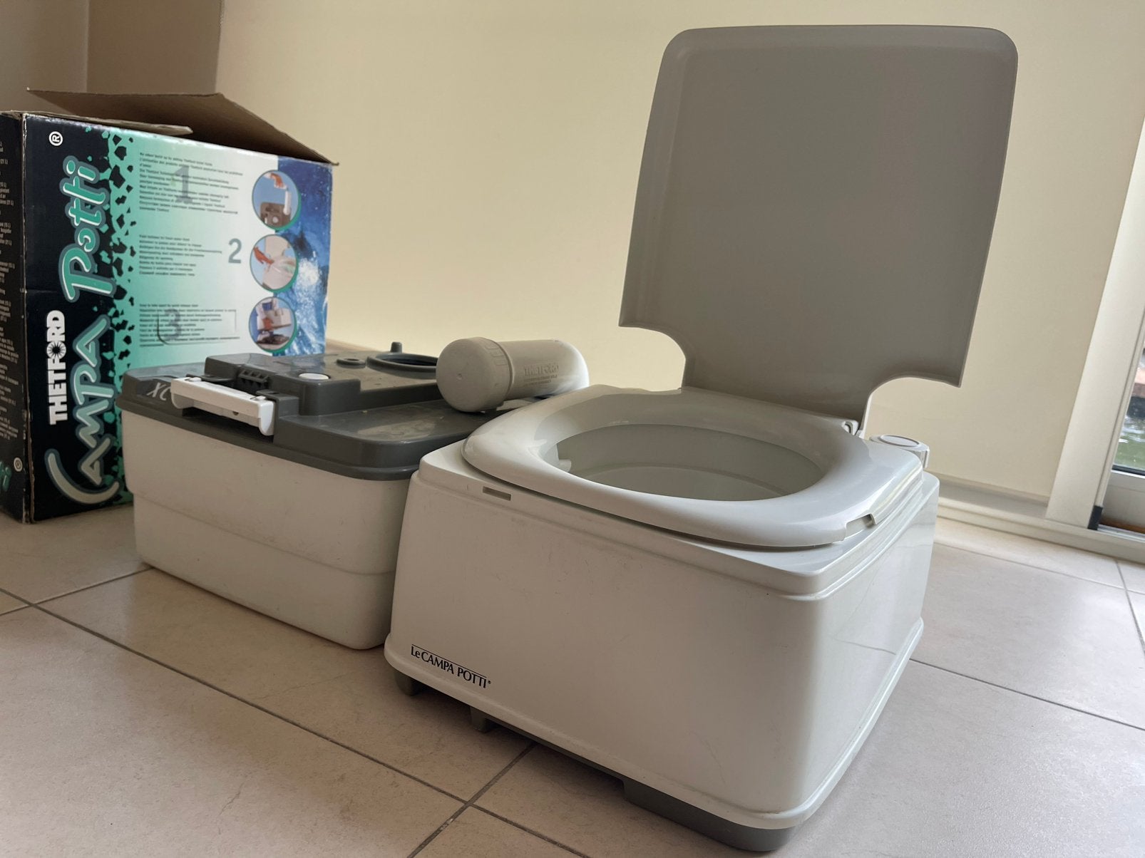 Draagbaar toilet van Campa Potti XG van Thetford., Ophalen, Gebruikt