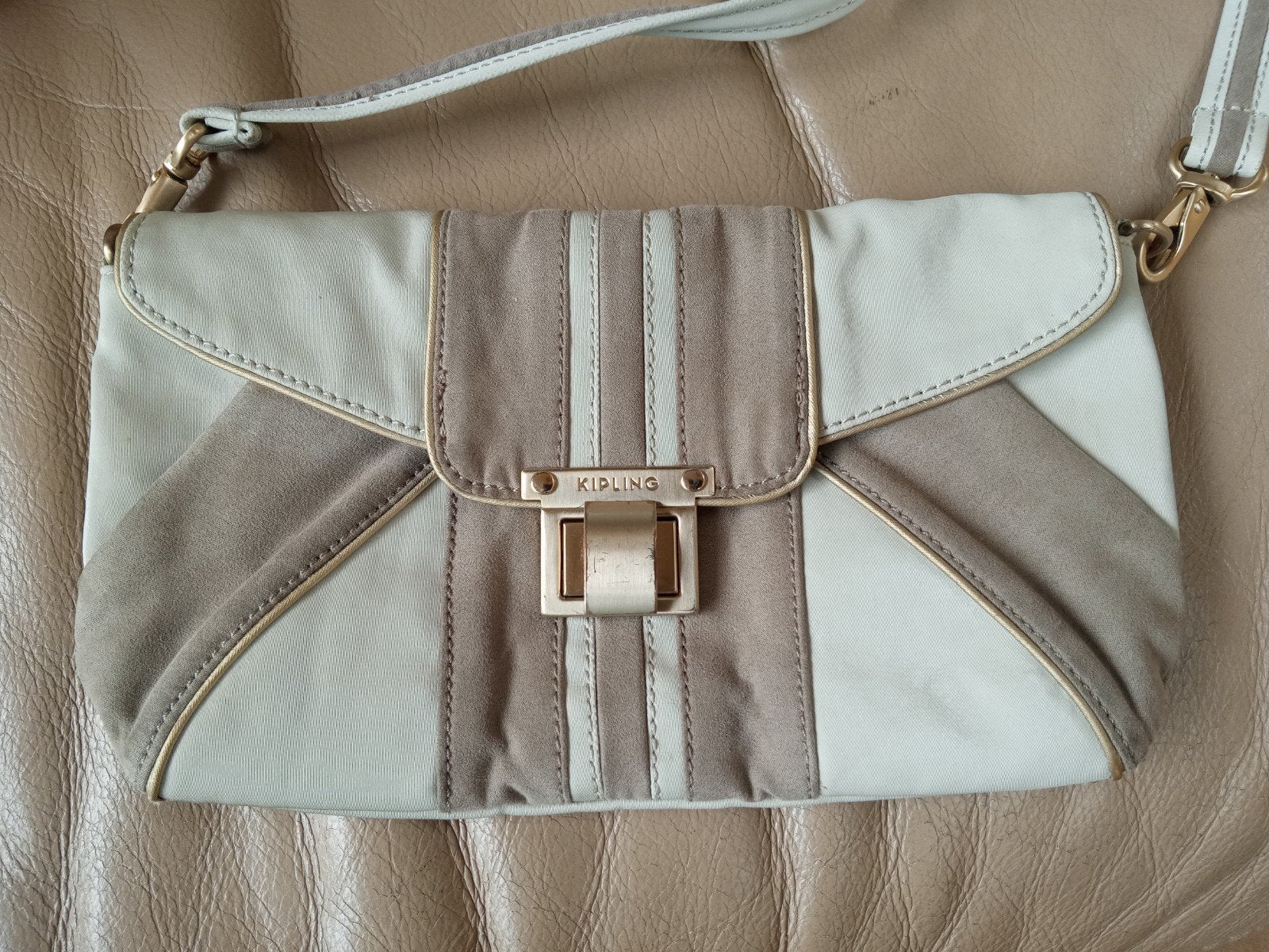 Élégant sac de soirée/sac à bandoulière Kipling en beige et, Enlèvement ou Envoi, Beige, Kipling