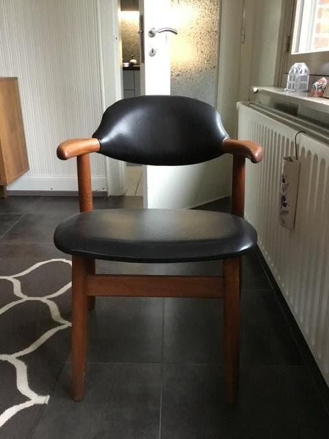 set van 6 vintage koehoornstoelen, Ophalen, Gebruikt, Bruin, Vintage