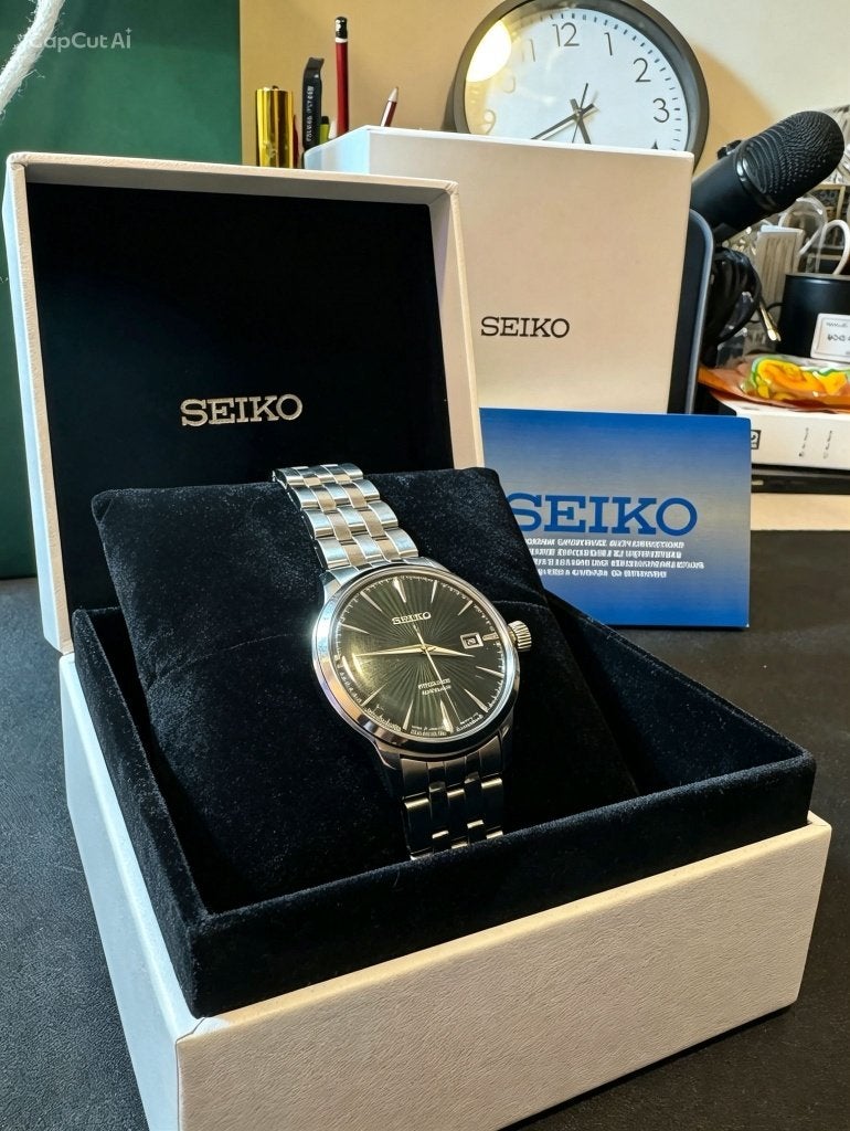 Seiko Presage SRPE15J1 automatische groene volledige set, Ophalen, Staal, Polshorloge, Zo goed als nieuw