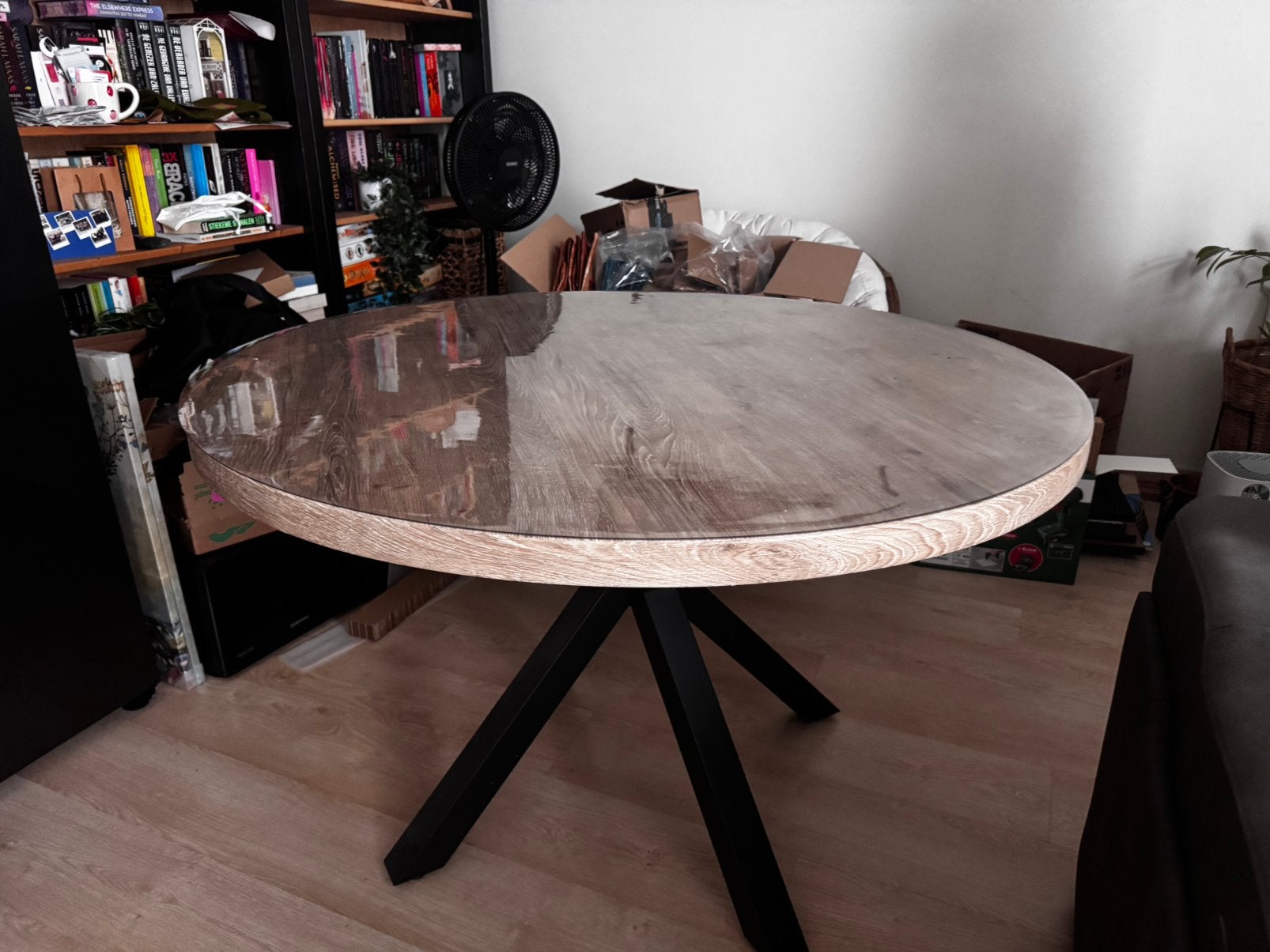 Ronde Tafel 120cm + 4 stoelen, Huis en Inrichting, Tafels | Eettafels, Ophalen, Zo goed als nieuw