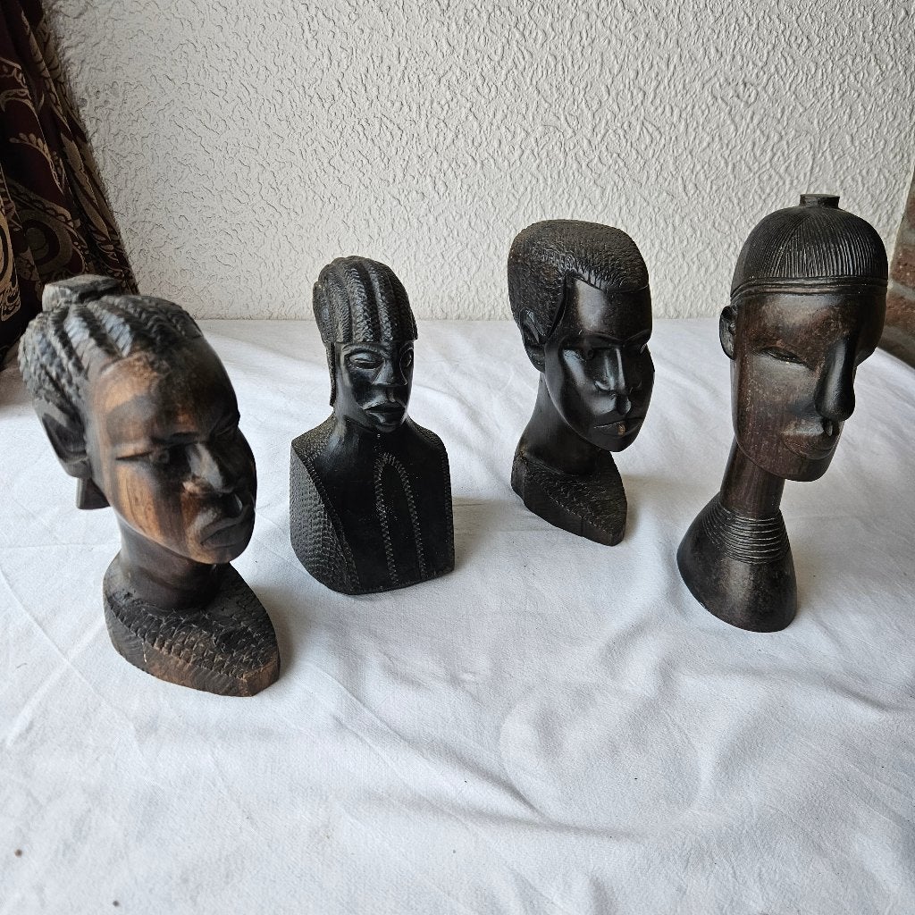 4 AFRIKAANSE HOUTEN BEELDEN, Antiek en Kunst, Ophalen of Verzenden