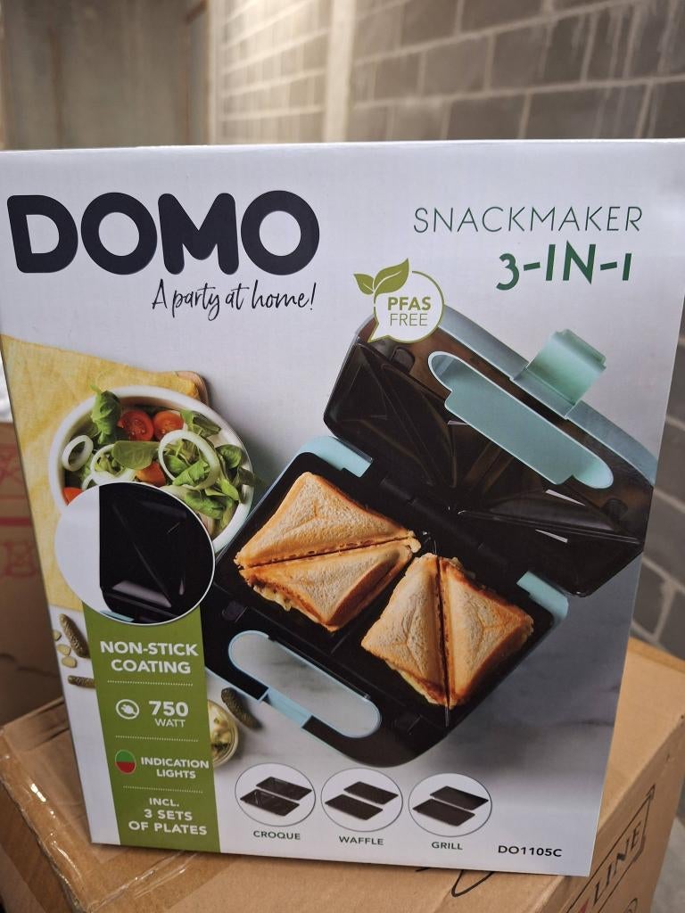 NIEUW!! DOMO snackmaker 3 in 1, Ophalen, Uitneembare platen, Nieuw