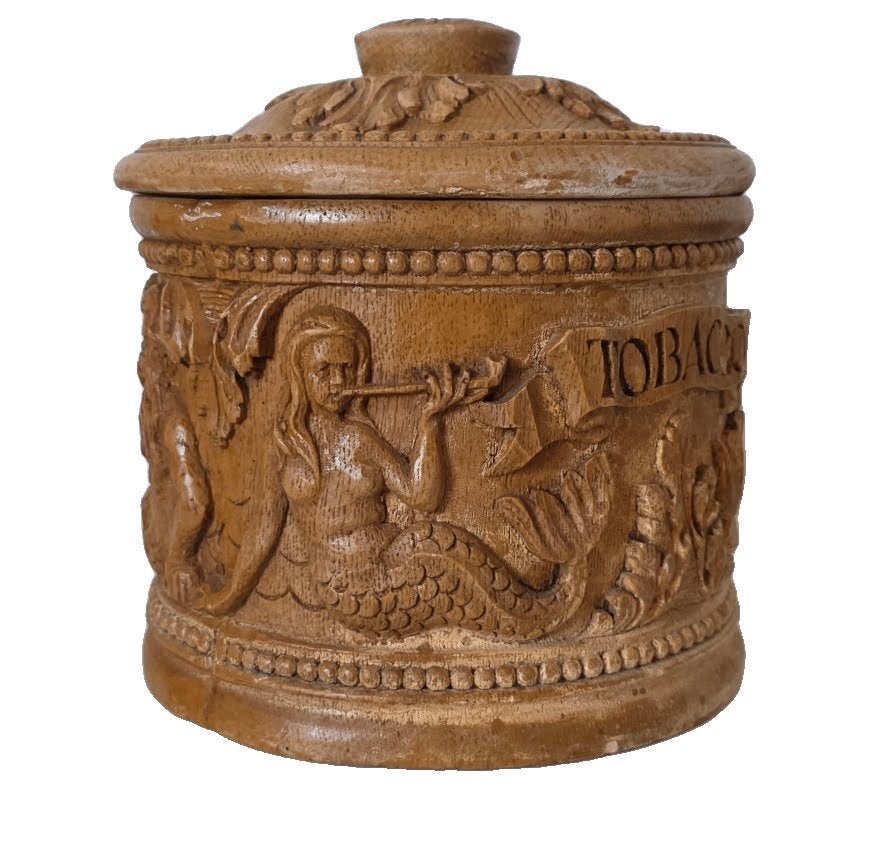 Pot à tabac de grande taille avec de belles sculptures., Antiquités & Art, Enlèvement ou Envoi