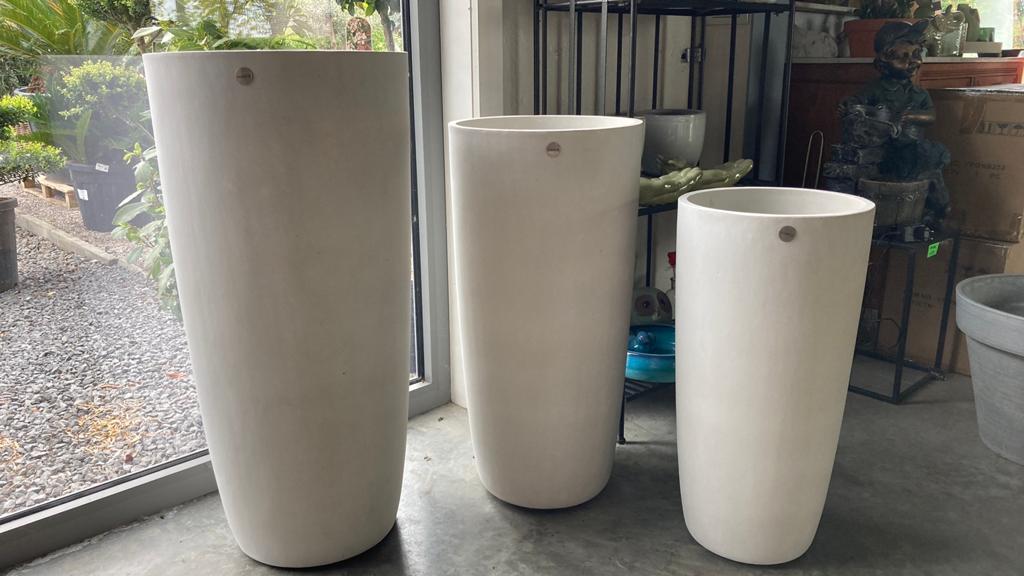 Lot van 3 witte plantenbakken - potten, Tuin en Terras, Ophalen, Nieuw, Balkon