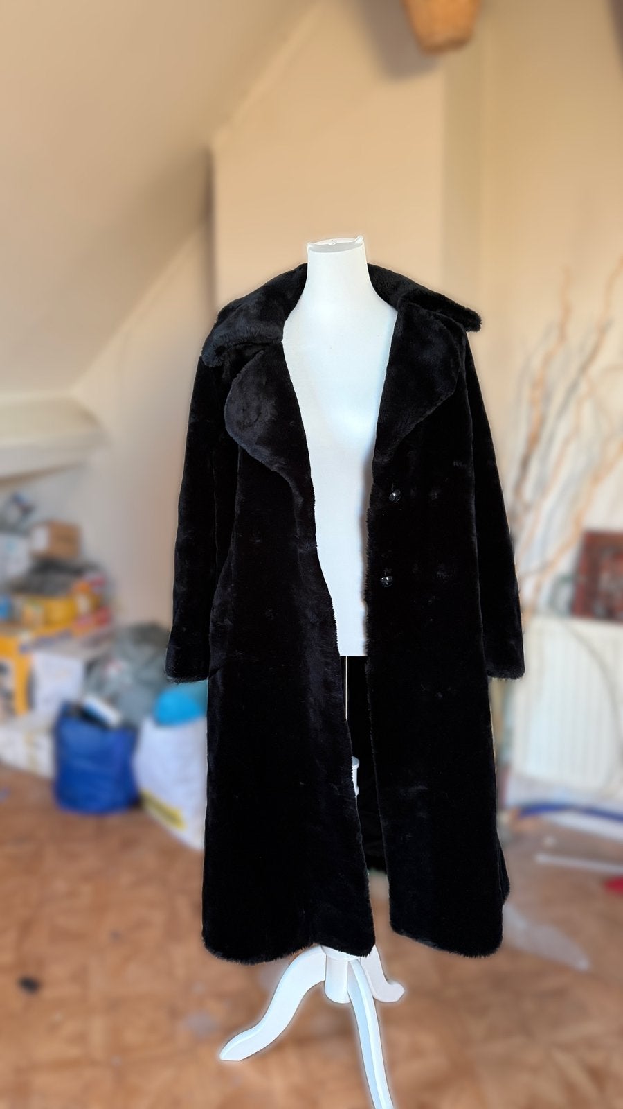Manteau long effet fourrure noir – Michel Alexis Paris, Kleding | Dames, Jassen | Winter, Ophalen of Verzenden, Zo goed als nieuw