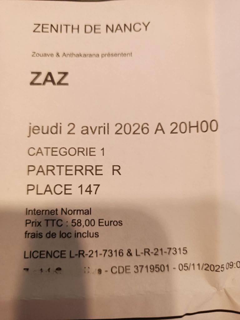 Concert Zaz, Tickets & Billets, Concerts | Autre