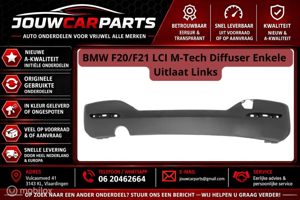 BMW F20/F21 LCI M-Tech Diffuser Enkele Uitlaat Links, Auto-onderdelen, Diffuser achterbumper, Nieuw, Ophalen of Verzenden, BMW