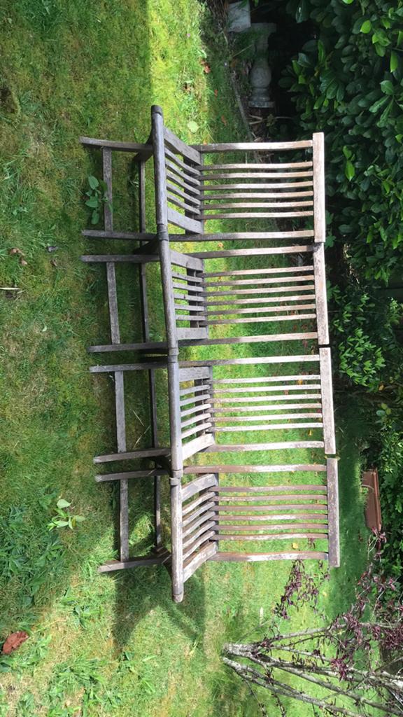 4 tuinstoelen in teakhout plooibaar, Tuin en Terras, Ophalen, Gebruikt, Hout
