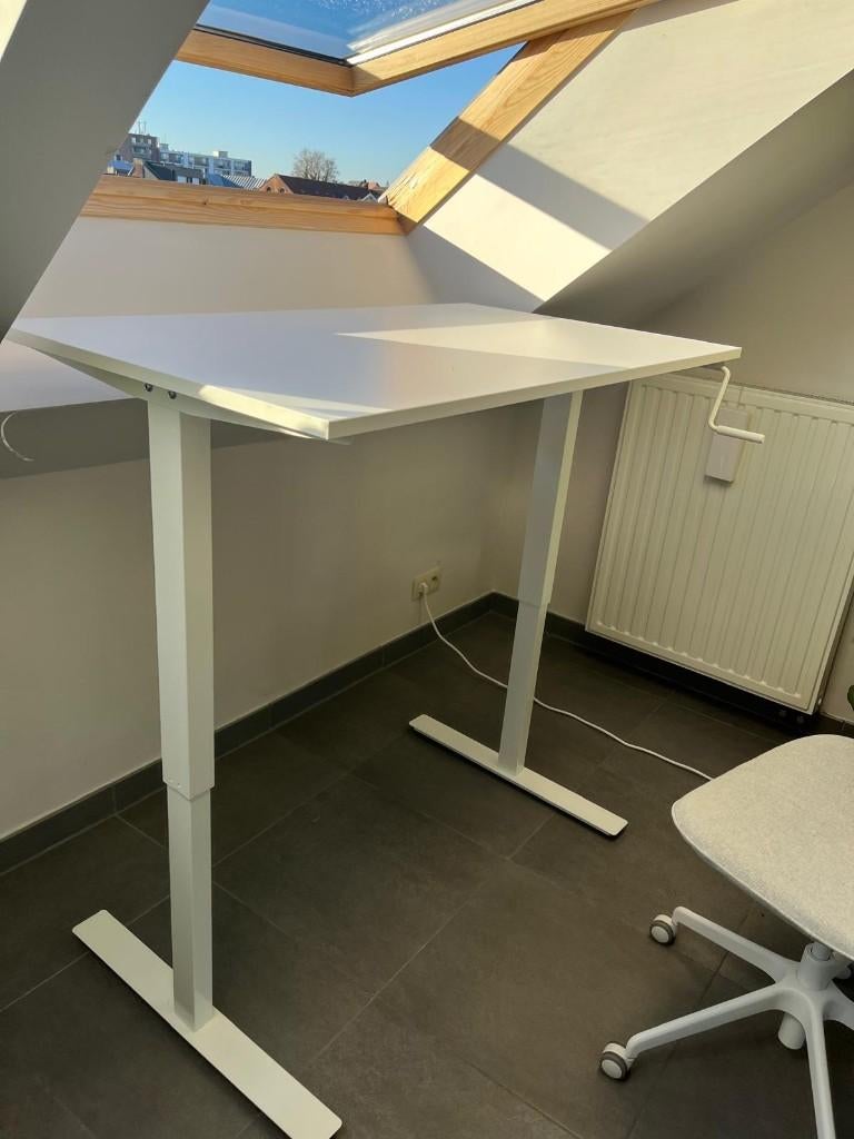 TROTTEN Bureau zit/sta, wit, 160x80 cm, Huis en Inrichting, Bureaus, Ophalen, Zit-sta bureau, Scandinavisch, Hout