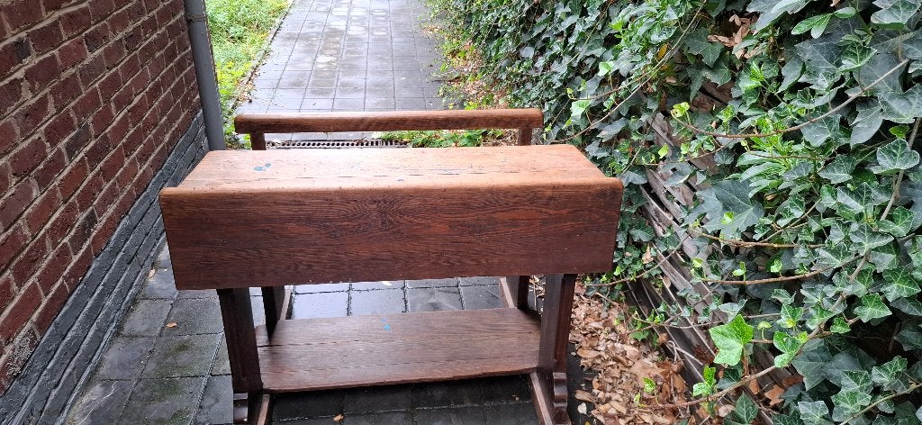 Ancien bureau d'école double en chêne massif, Enlèvement