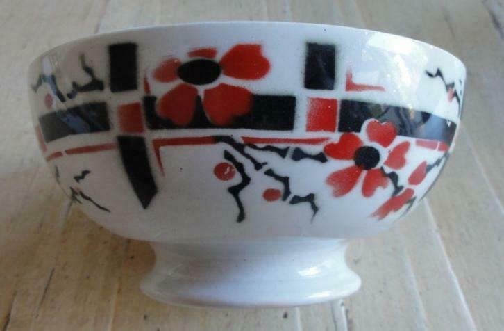 SALE Franse brocante spoelkom, Oosters motief, rood / zwart, Enlèvement ou Envoi