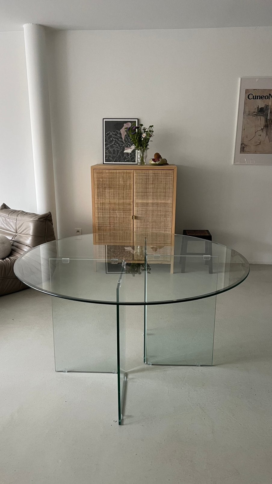 Ronde glazen eettafel Ona – 137 cm, Huis en Inrichting, Tafels | Salontafels, Ophalen, Gebruikt, Rond, Glas