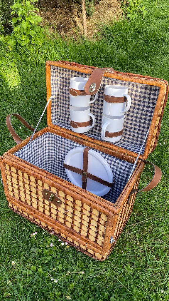 Rieten mand voor landelijke picknick, Ophalen of Verzenden, Zo goed als nieuw, Riet, Mand