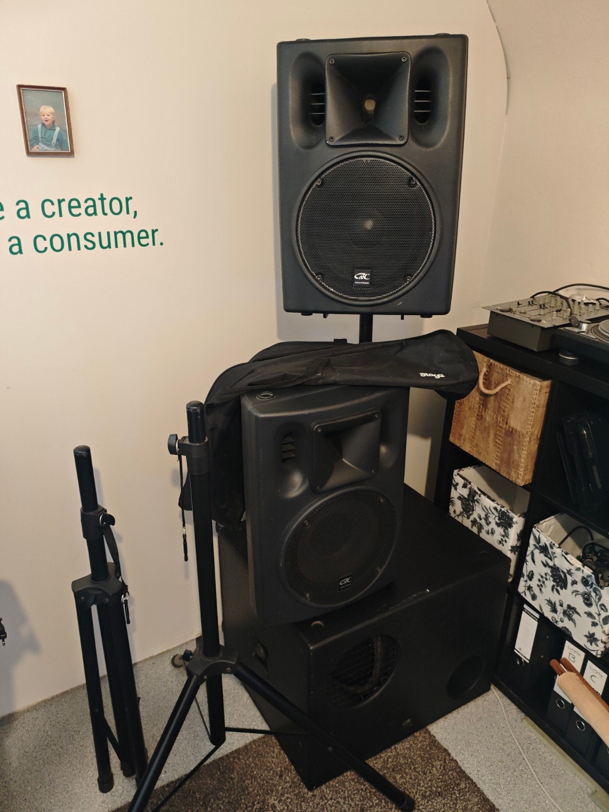 Complete actieve Cool PA-set: 2 tops + 18" sub + statieven, TV, Hi-fi & Vidéo, Enceintes, Enlèvement, Subwoofer