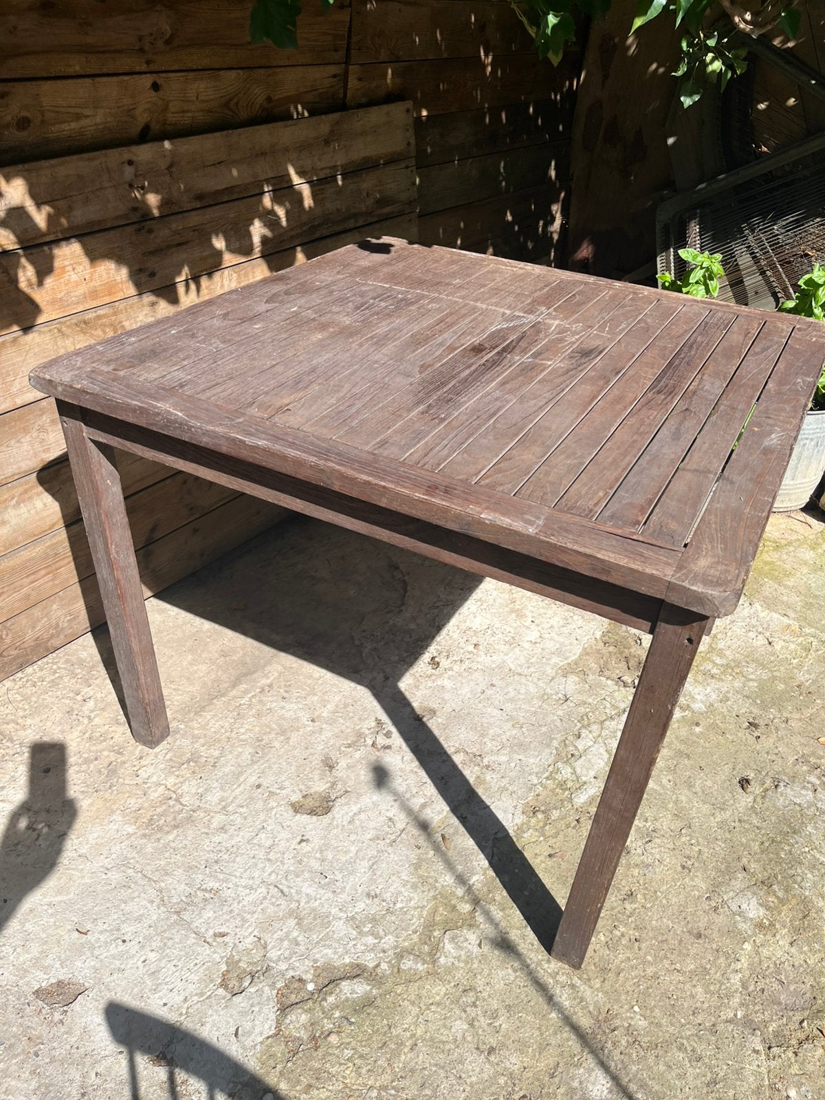 TABLE DE JARDIN EN TECK, Jardin & Terrasse, Tables de jardin, Enlèvement, Utilisé, Carré, Bois de teck