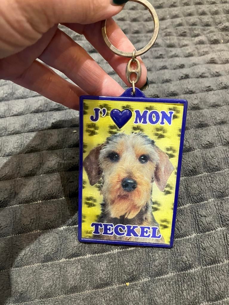 Sleutelhanger ik hou van mijn teckel ( ruwharige ), Verzamelen, Ophalen of Verzenden, Gebruikt