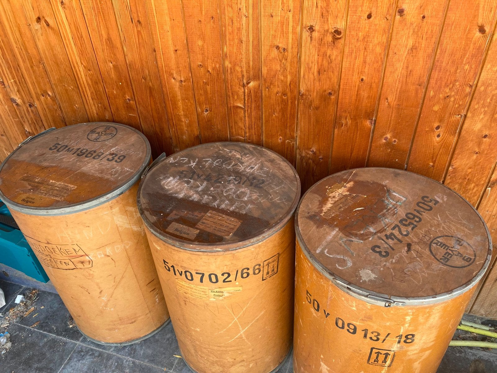 Vintage kartonnen ton bayer3 stuks, Ophalen, Zo goed als nieuw