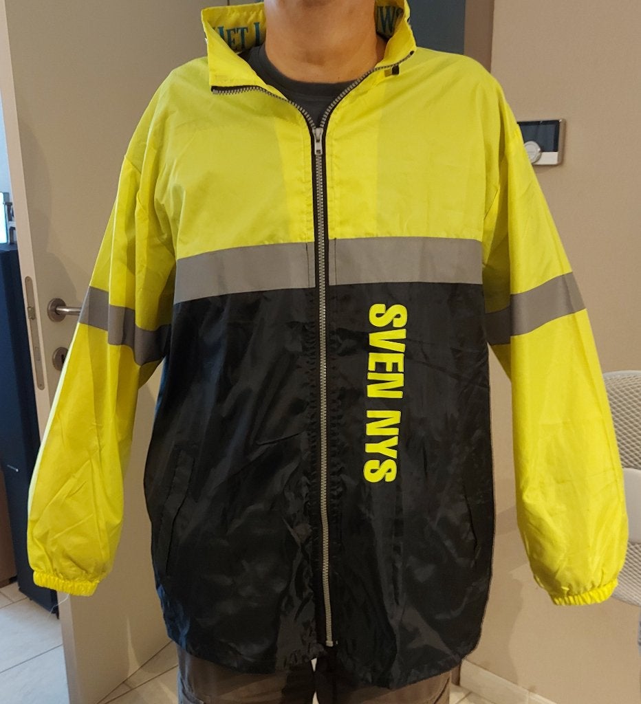 Sven Nys fluo regenjas/wielerjas - maat XXL, Ophalen, Meerkleurig, Overige maten, Zo goed als nieuw