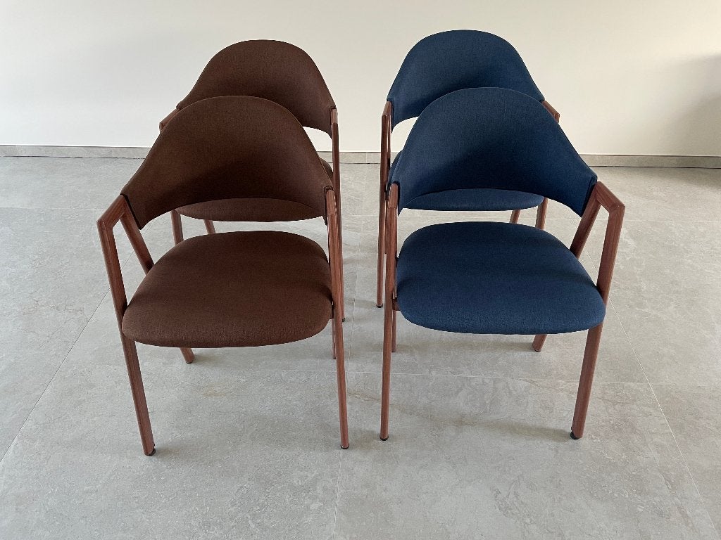 8 nieuwe design eetkamerstoelen – 6 bruin + 2 blauw – nieuw, Ophalen, Nieuw