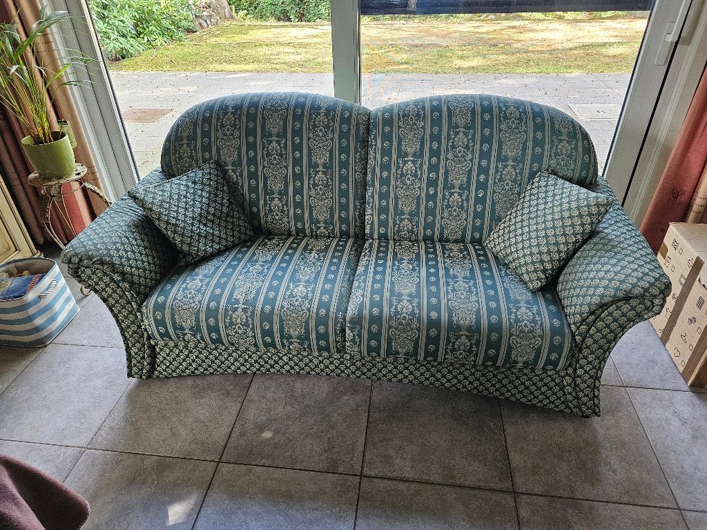 Zetel - Brede 2-zits retrozetel - 150 cm, Ophalen, Hout, Gebruikt, Minder dan 75 cm