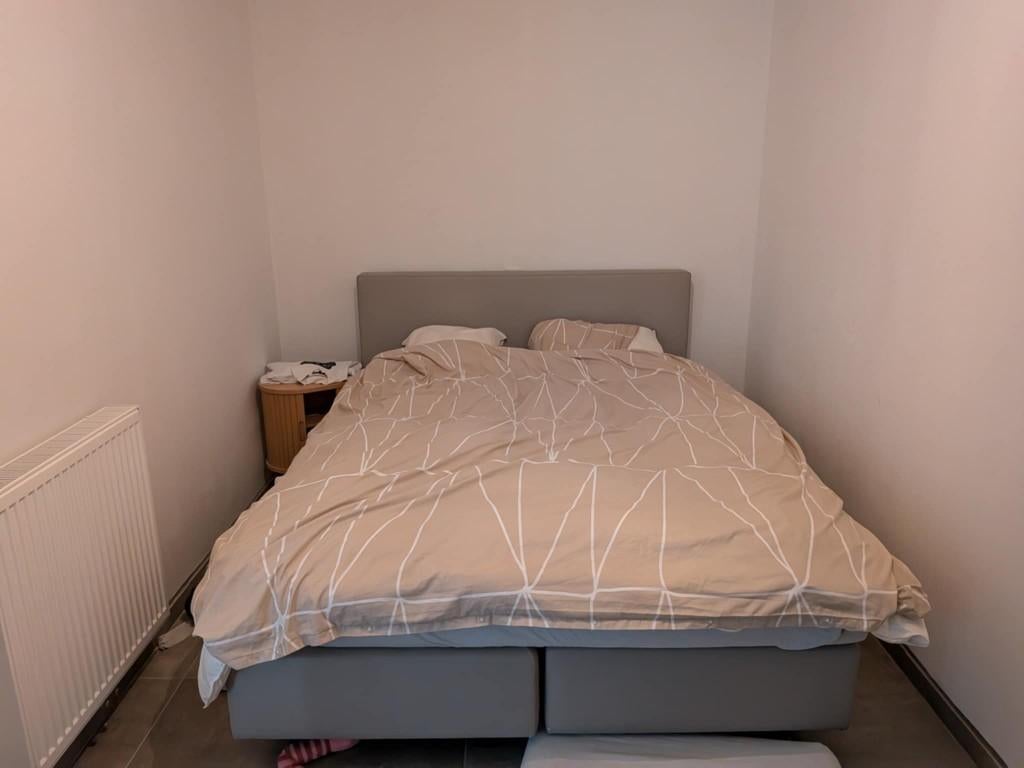 boxspring met hoofding, Ophalen, Beige, Tweepersoons, Zo goed als nieuw