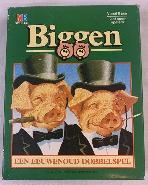 Jeu de dés MB Piglet Jeu de société vintage des années 70 et, Envoi, Comme neuf, MB spelen