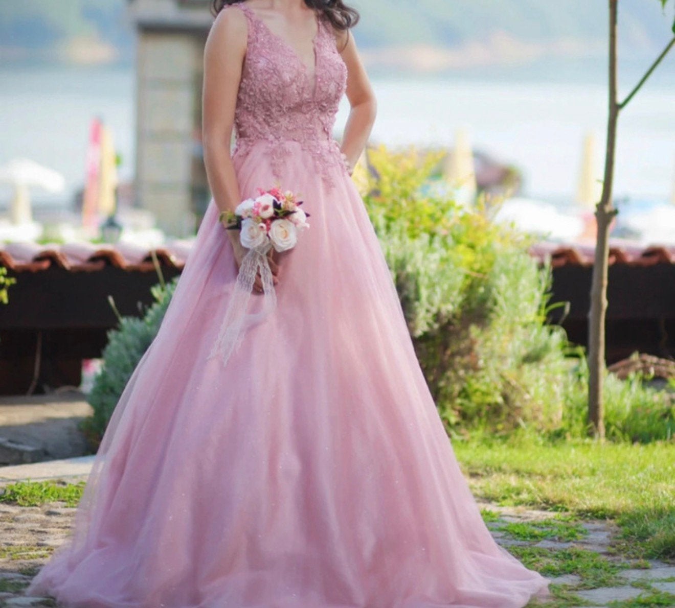 Belle robe de soirée rose, comme neuve !, Enlèvement ou Envoi, Comme neuf, Rose