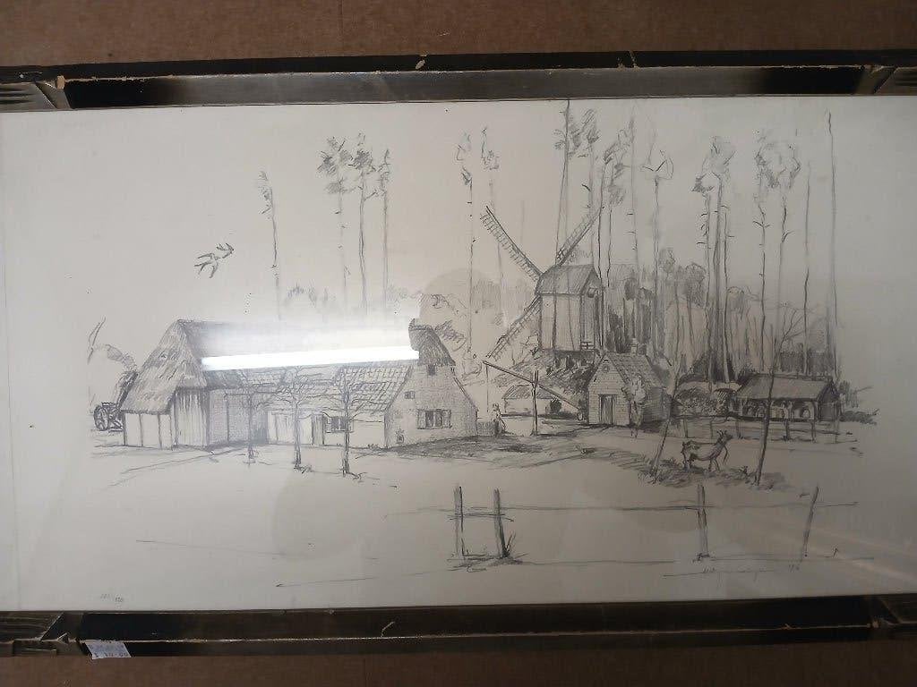 Schets, Antiquités & Art, Vieux hollandais, Paysage, Enlèvement, Papier