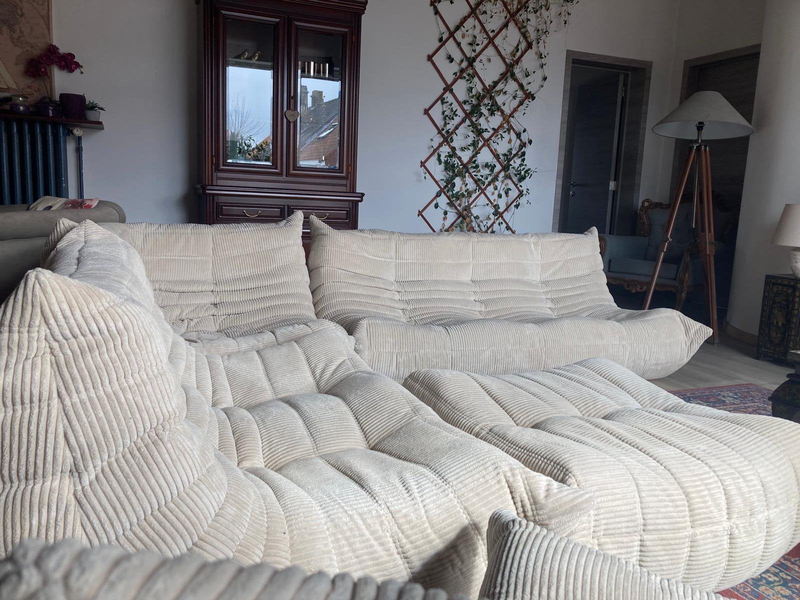 Ensemble complet de 5 pcs en velours côtelé beige, Maison & Meubles, Canapés | Coins salons complets, Tissus, Enlèvement ou Envoi