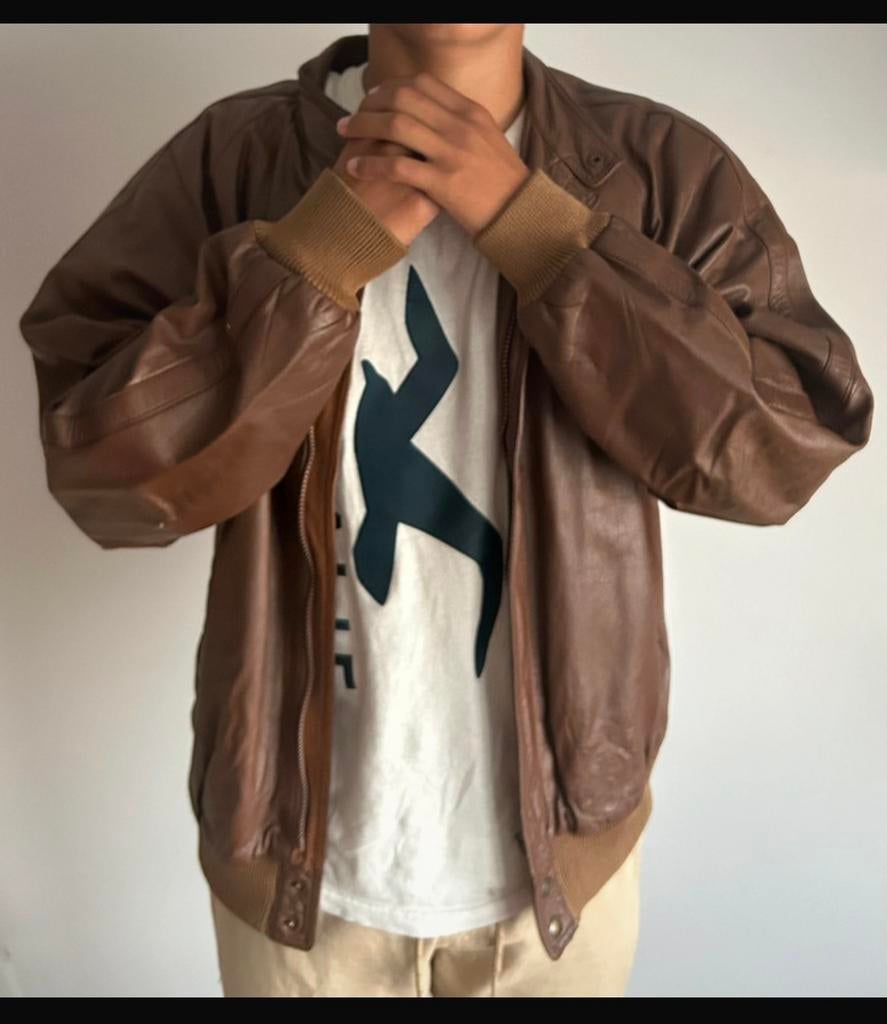 Italian leather jacket , men XL, Ophalen of Verzenden, Gedragen, Maat 46/48 (XL) of groter
