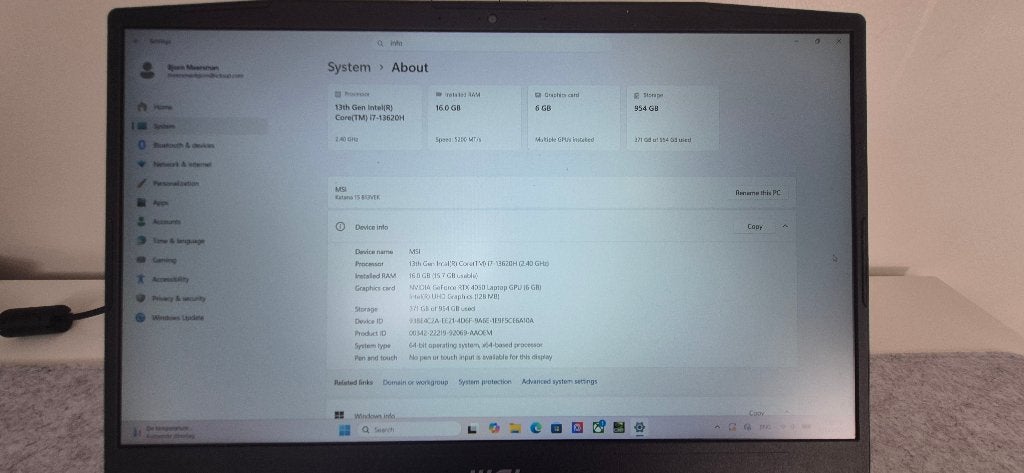 Gaming Laptop Katana 15 B13V, MSI, Comme neuf, Enlèvement, Gaming