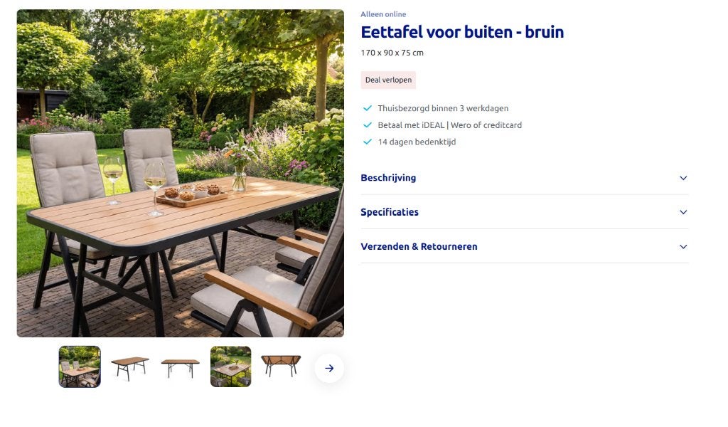 buitentafel met houtlook, Ophalen