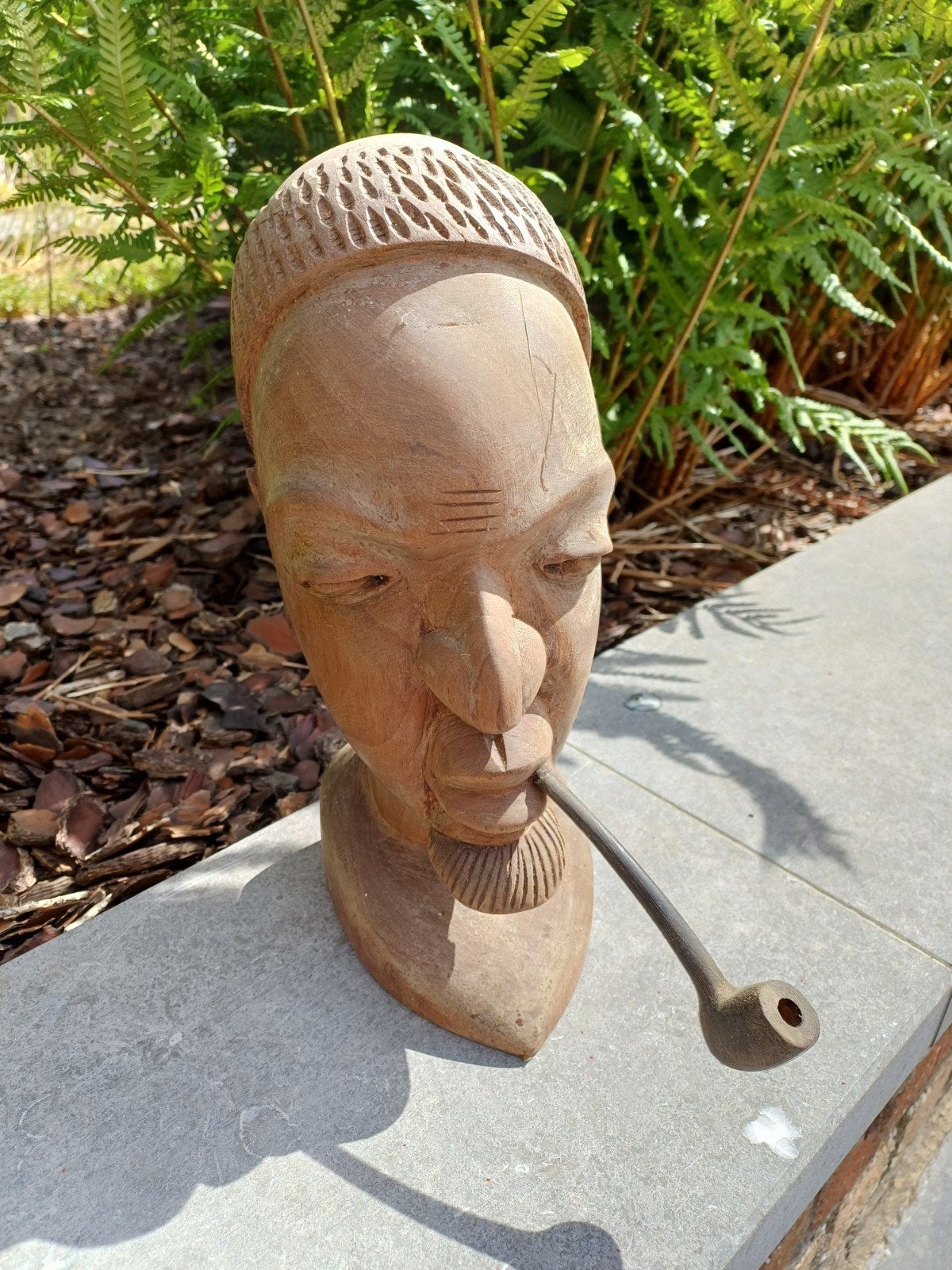 Buste africain sculpté à la main + coupe, Antiquités & Art, Enlèvement, Buste