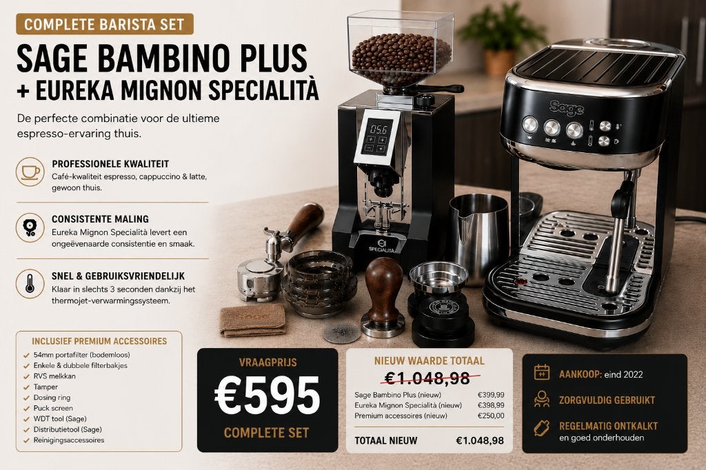 Espresso Barista Set: Bambino Plus & Eureka Specialita, Ophalen, Espresso apparaat, Koffiebonen, Zo goed als nieuw
