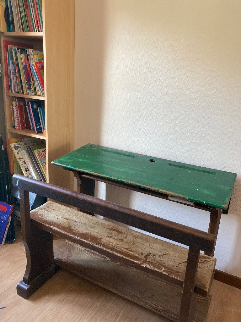 Banc d'école vintage, Enfants & Bébés, Enlèvement, Utilisé, Table