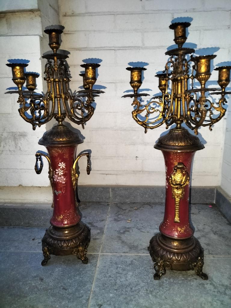 Paar kandelabers Napoleon III stijl, Antiek en Kunst, Ophalen