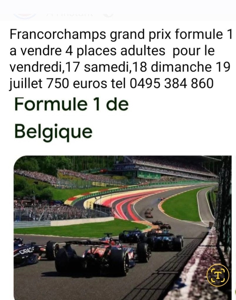 F1 francorchamps, Enlèvement ou Envoi