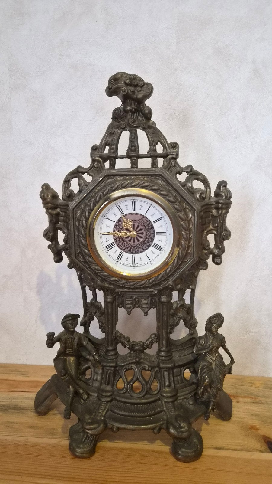 Sierlijke vintage  klok,bronskleurig,decoratief/restauratie, Ophalen of Verzenden
