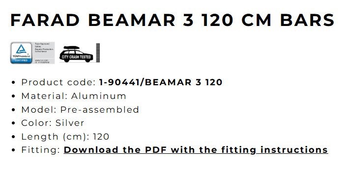 Farad BEAMAR 3, past op verschillende merken, Enlèvement