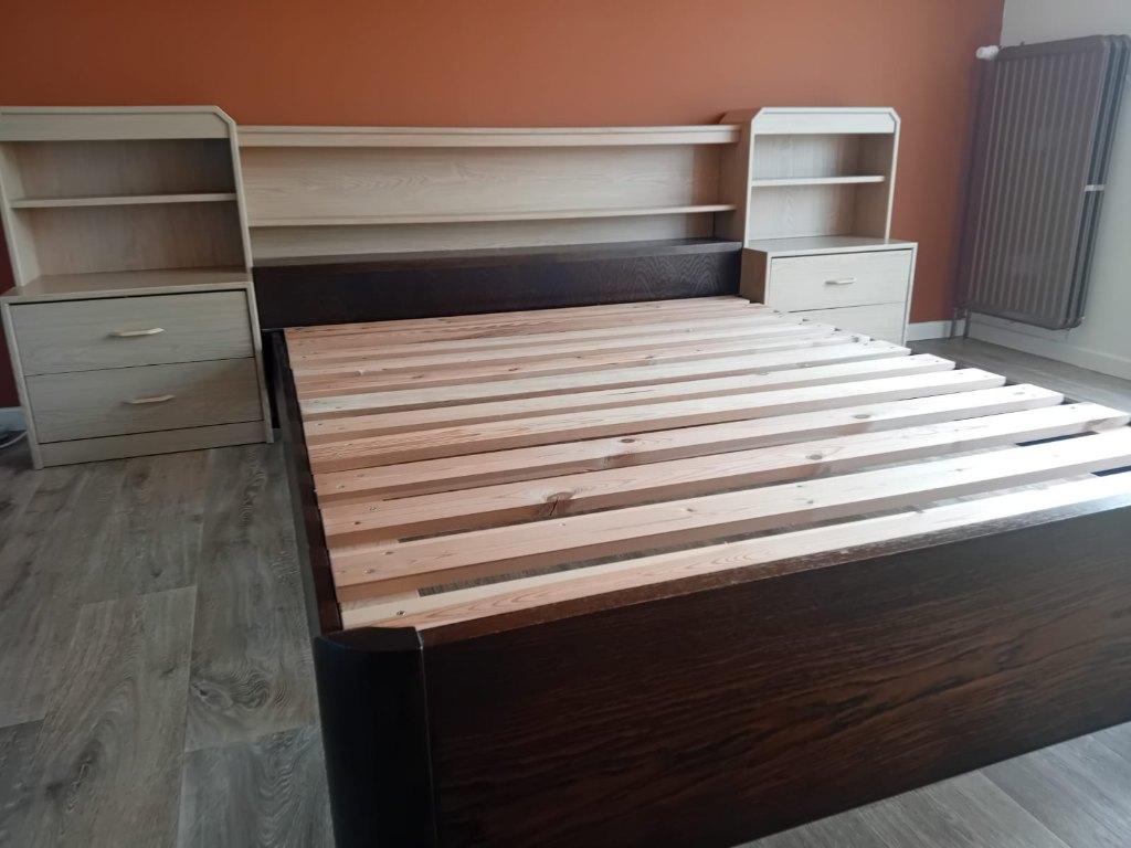 Bed, Huis en Inrichting, Ophalen, Gebruikt, Bruin, Tweepersoons