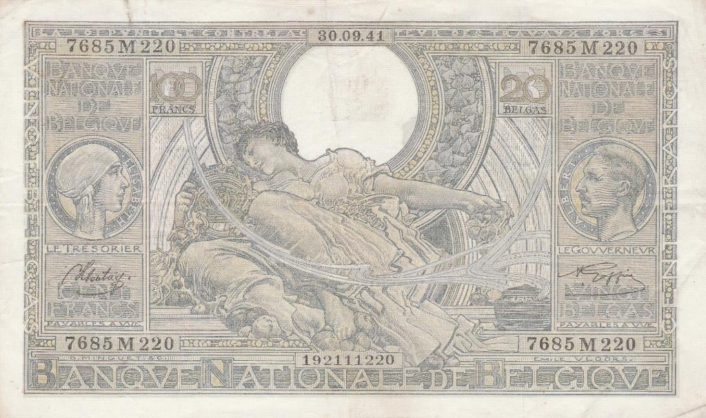 100 frank belgie  30.09.1941, Ophalen, Los biljet