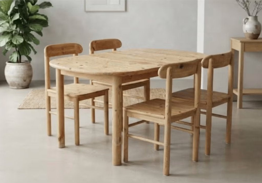 Vintage Scandinavisch  Deense grenen stoelen & tafelset, Huis en Inrichting, Ophalen