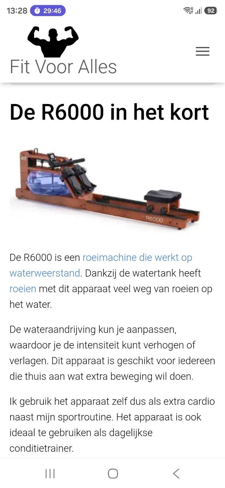 Roeimachine met watertank, Sport en Fitness, Ophalen