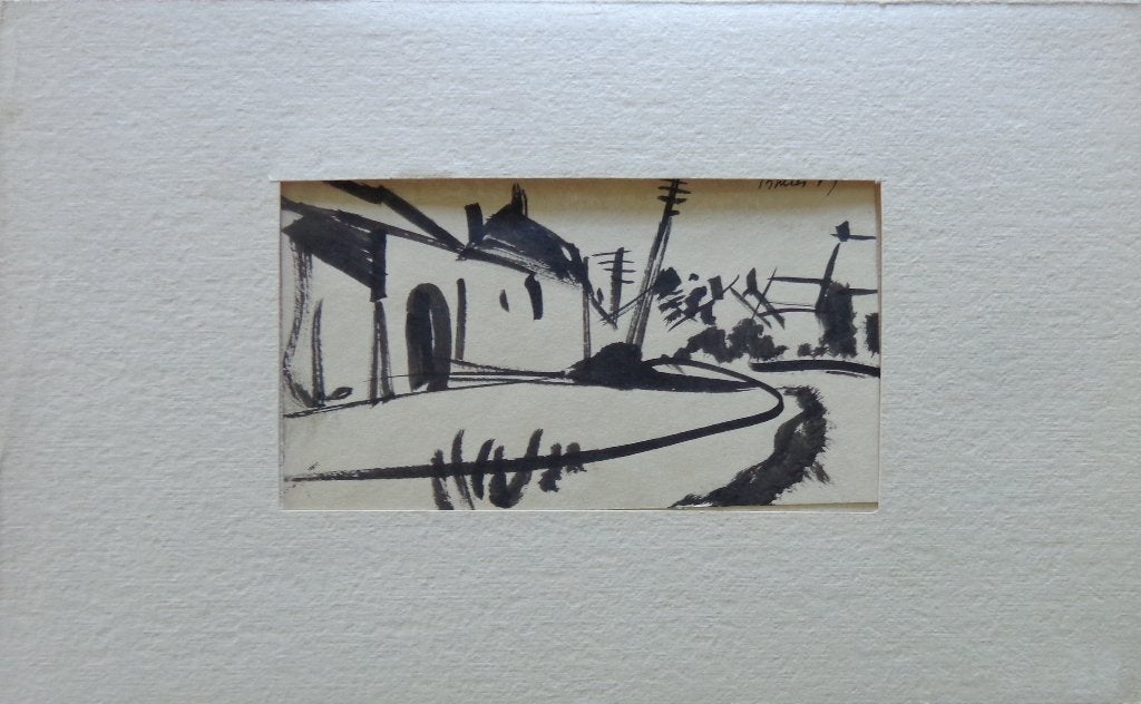 FLORIS JESPERS / DORPSZICHT / ORIGINEEL WERK / 16x26cm / SIG, Antiek en Kunst, Ophalen of Verzenden, Gesigneerd