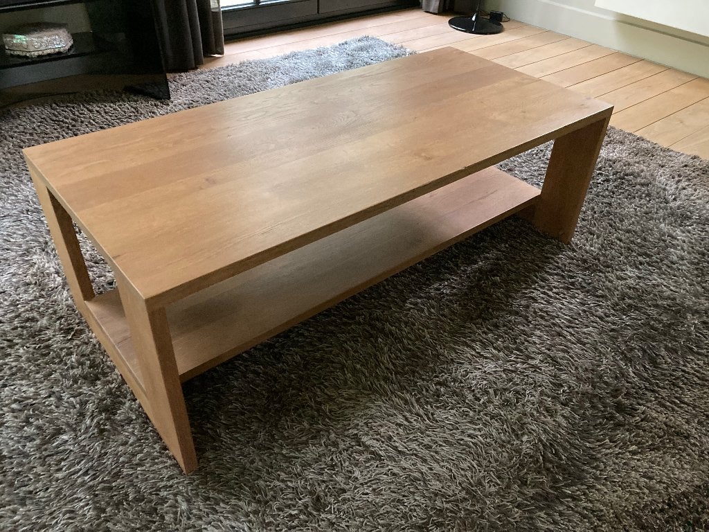 Salontafel Ethnicraft in lichte eik, Huis en Inrichting, Tafels | Bijzettafels, Ophalen, Minder dan 45 cm, Zo goed als nieuw, Rechthoekig