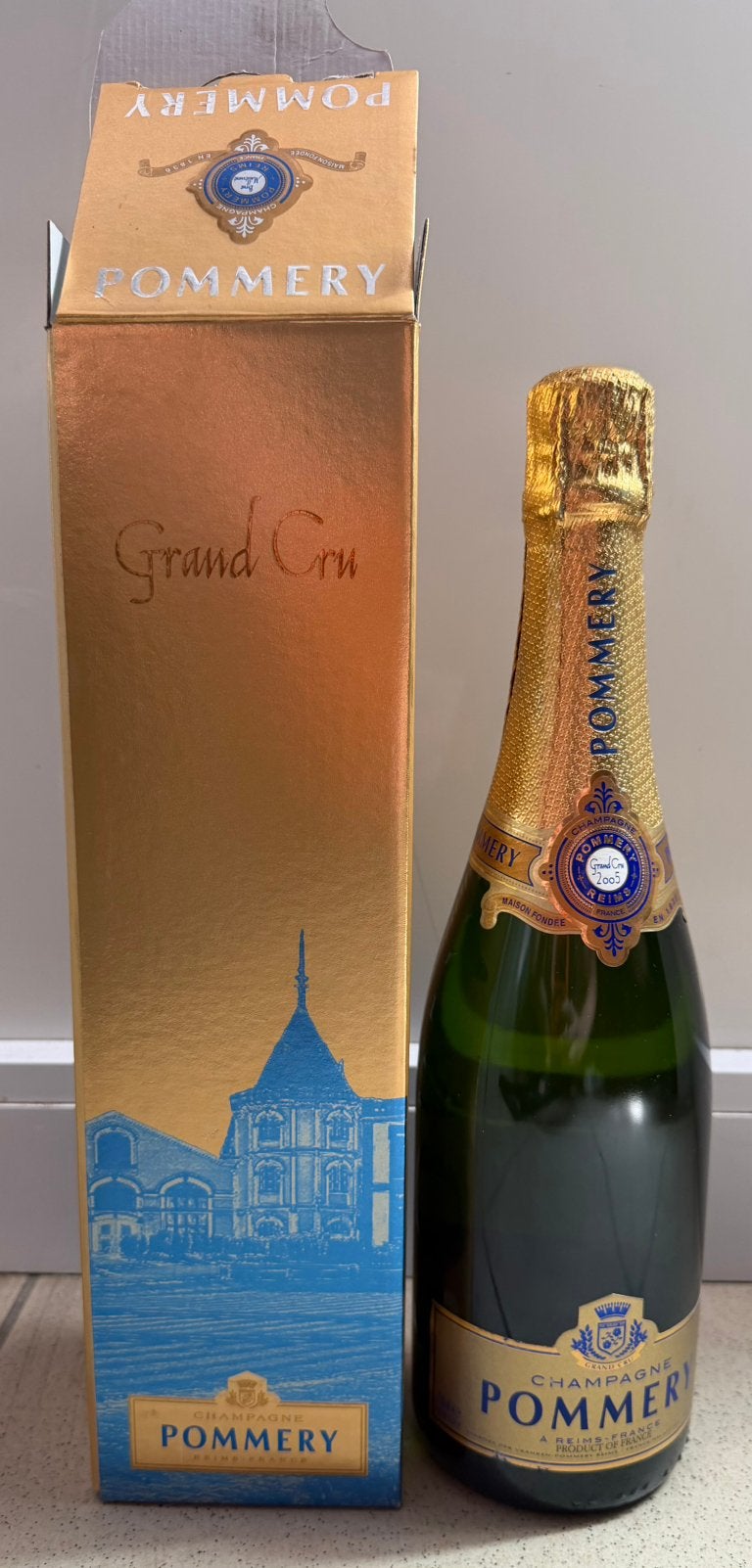 Pommery grand cru champagne in originele verpakking, Verzenden, Zo goed als nieuw, Champagne