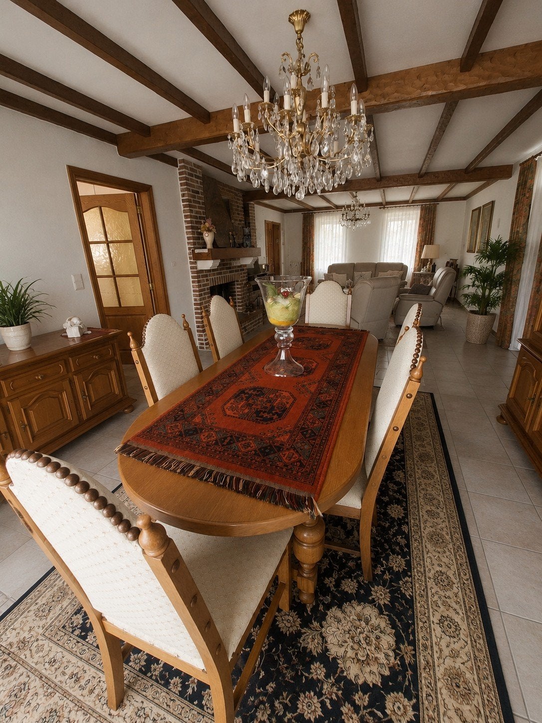 Eiken eetkamertafel + 6 stoelen, Huis en Inrichting, Ophalen, Zo goed als nieuw, Klassiek, 4 tot 6 stoelen