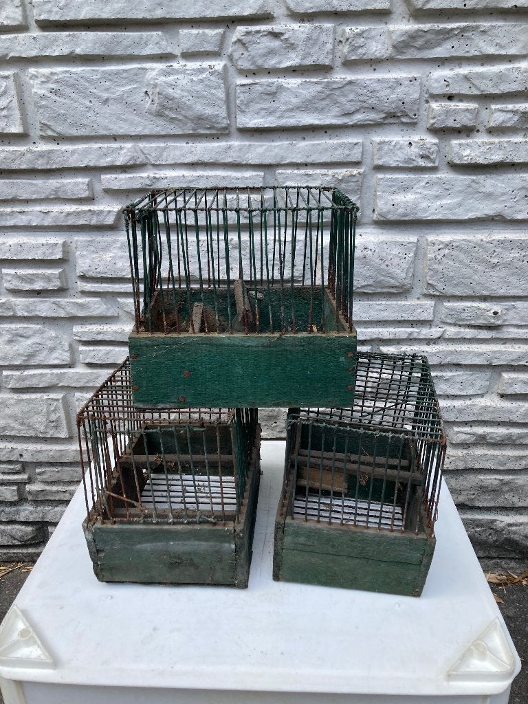 3 antieke vogelkooien, Dieren en Toebehoren, Vogels | Hokken en Kooien, Ophalen of Verzenden, Gebruikt