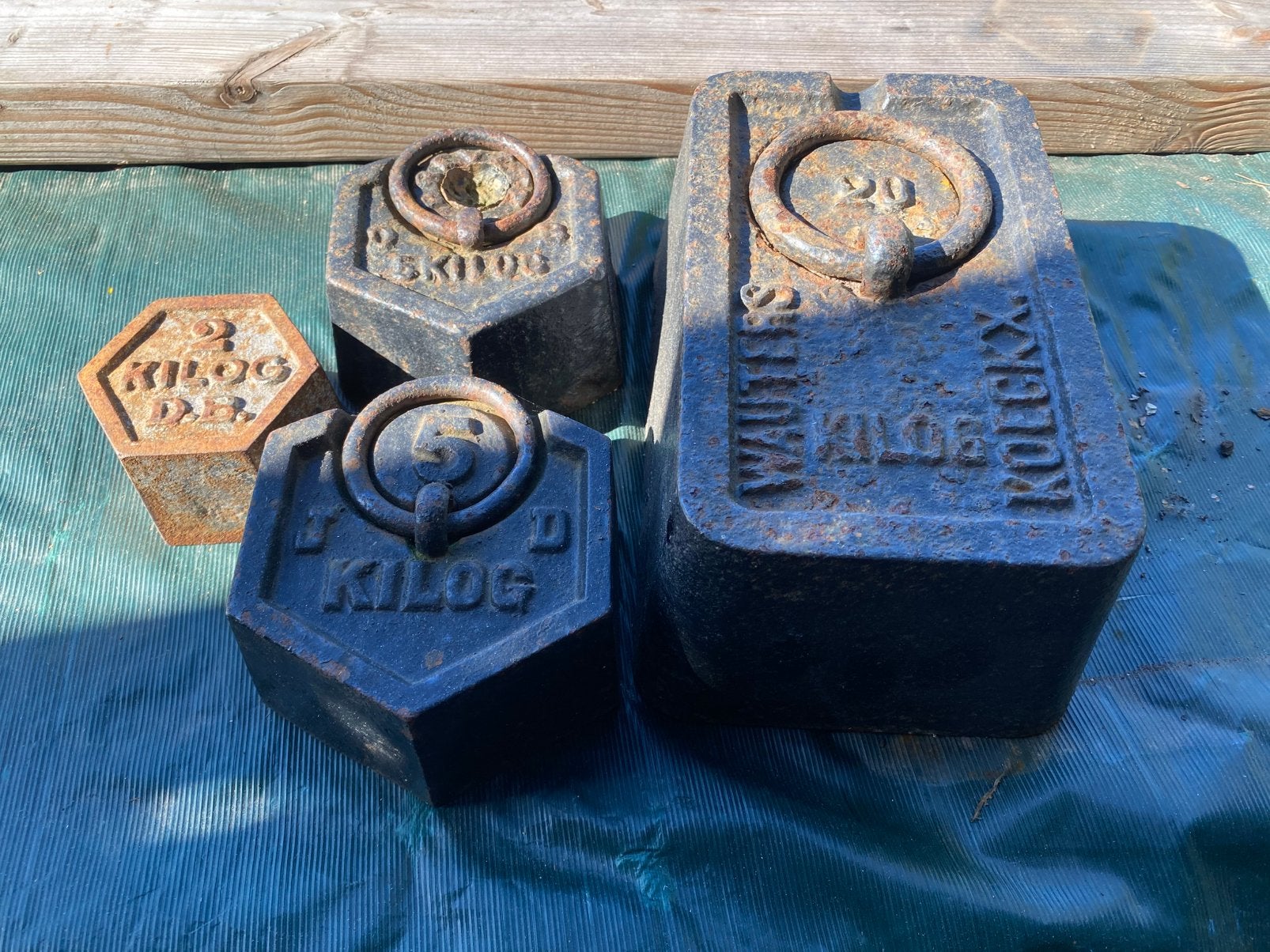 lot oude gewichten 20 KG - 5 KG - 2 KG, Antiek en Kunst, Ophalen